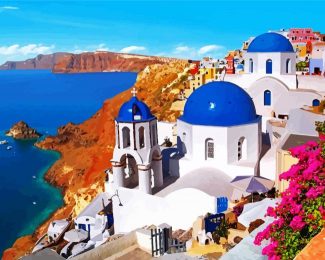 Greece Thira City Seascape diamond painting