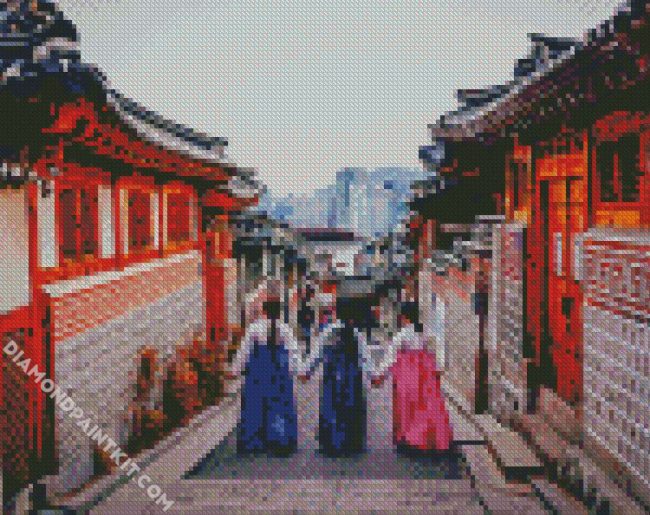 Bukchon Hanok Village Alley In Seoul diamond painting