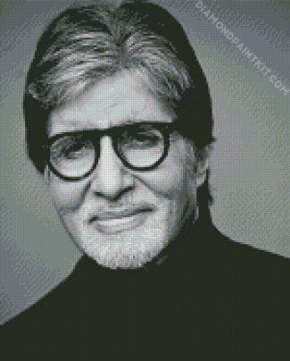 Close Up Black And White Amitabh Bachchan diamond painting