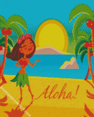 Girl In Aloha diamond painting