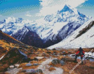 Hiking In Annapurna Mountains diamond painting