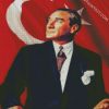 Mustafa Kemal Ataturk And Flag Of Turkey diamond painting