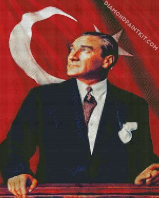 Mustafa Kemal Ataturk And Flag Of Turkey diamond painting