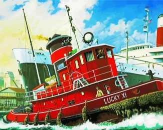 Harbour Tugboat Ship diamond painting