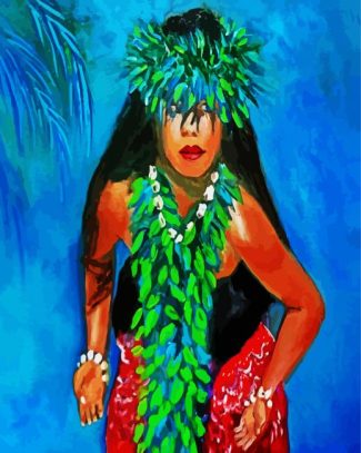 Hawaiian Girl Wearing Lei diamond painting