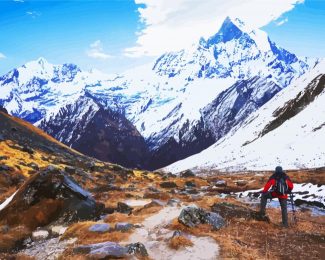 Hiking In Annapurna Mountains diamond painting