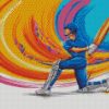 Illustration Cricket Player diamond painting