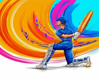 Illustration Cricket Player diamond painting