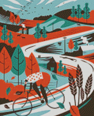 Illustration Cyclist diamond painting