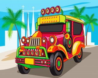 Illustration Jeepney diamond painting