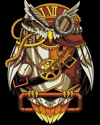 Illustration Steampunk Owl diamond painting