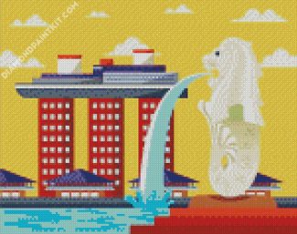 Illustration Merlion diamond painting