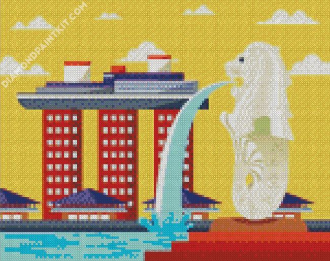 Illustration Merlion diamond painting