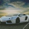 Luxury White Lamborghin diamond painting