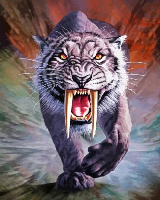 Mad Sabertooth Tiger diamond painting