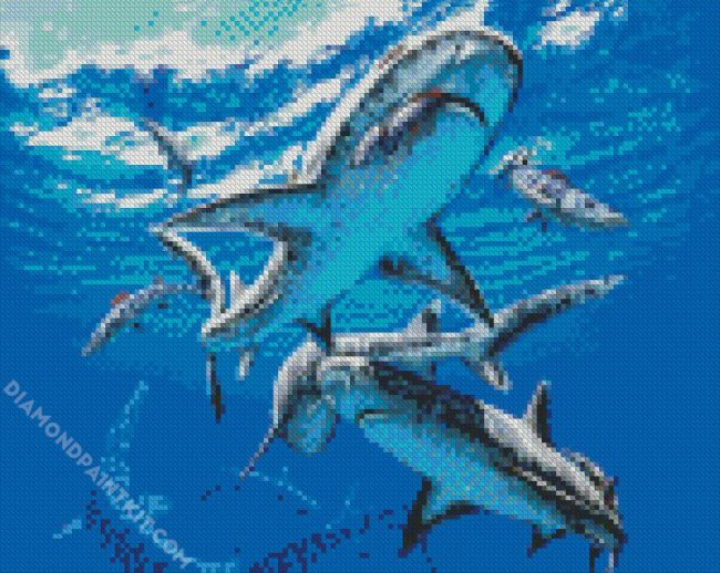 Megalodon Sharks diamond painting