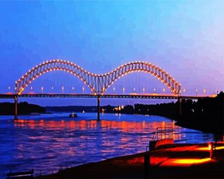 Memphis Bridge At Night diamond painting