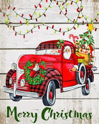 Merry Christmas Red Truck diamond painting