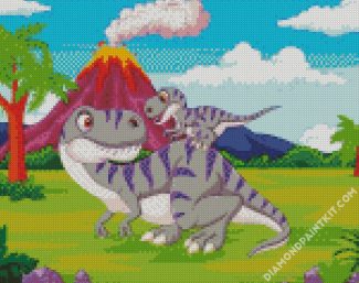 Mother And Baby Dinosaur Diamond painting