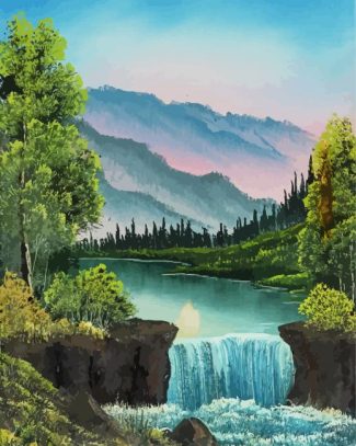 Mountain Waterfall diamond painting