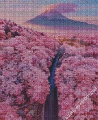 Mt Fuji With Cherry Blossoms diamond painting