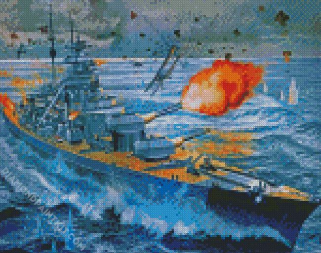 Navy Battleship diamond painting