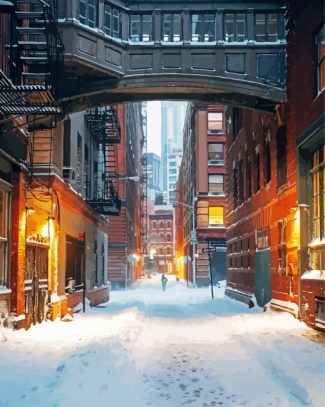 New York Snowy Alley diamond painting