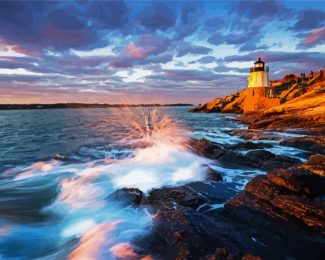 Newport Castle Hill Lighthouse diamond painting