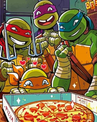 Ninja Turtles Eating Pizza diamond painting