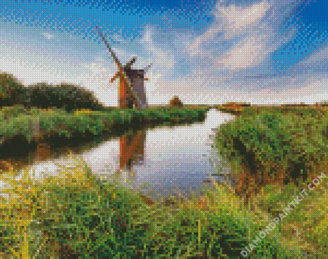 Norfolk Halvergate Windmill diamond painting