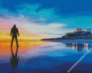 Northumberland castle reflection diamond painting