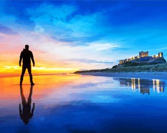 Northumberland castle reflection diamond painting