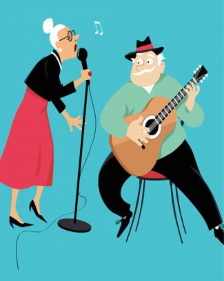 Old Couple Singing diamond painting