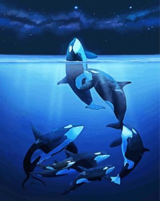 Orca Family diamond painting