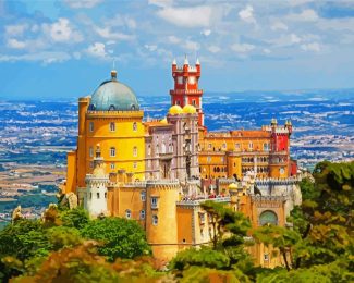 Park And National Palace Of Pena Sintra Building diamond painting