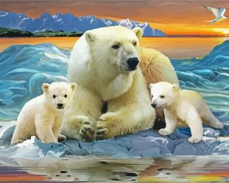 Polar Bear Family diamond painting