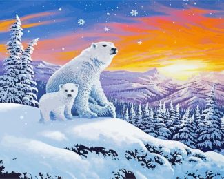 Polar Bears In Snow diamond painting