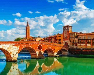 Ponte Pietra Bridge Verona Italy diamond painting