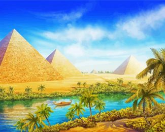 Pyramids Nile River diamond painting