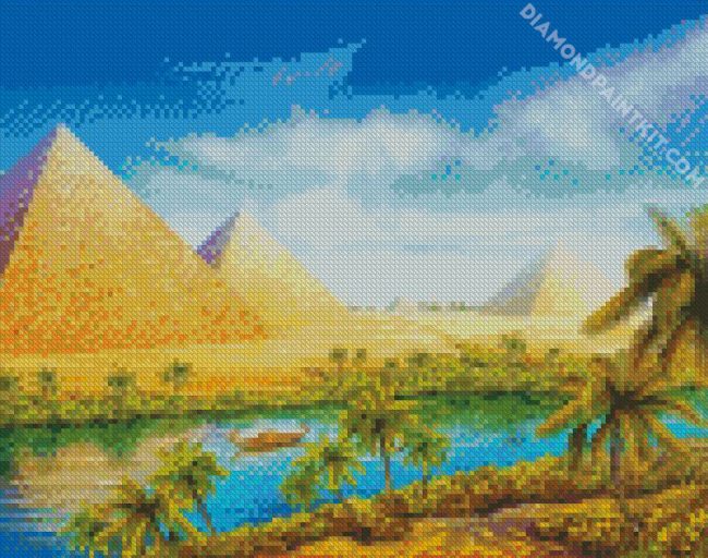 Pyramids Nile River diamond painting