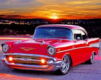 Red 57 Chevy Car diamond painting