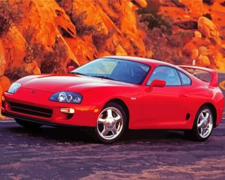 Red Classic Toyota Supra diamond painting