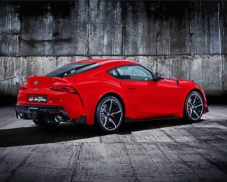 Red Toyota Supra Car diamond painting