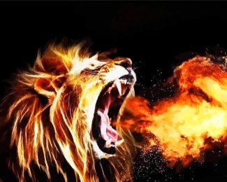 Roaring Lion Fire diamond painting