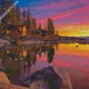 Rustic cabins at sunset diamond painting