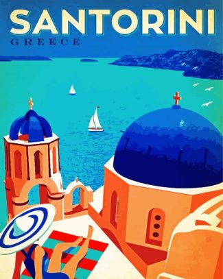 Santorini Greece Poster diamond painting