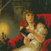 Scared Woman Reading A Novel diamond painting