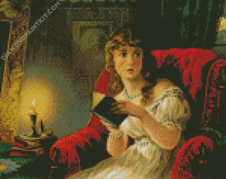 Scared Woman Reading A Novel diamond painting