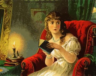 Scared Woman Reading A Novel diamond painting