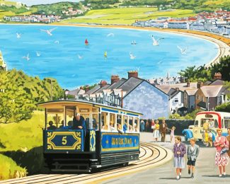 Seaside Tram diamond painting